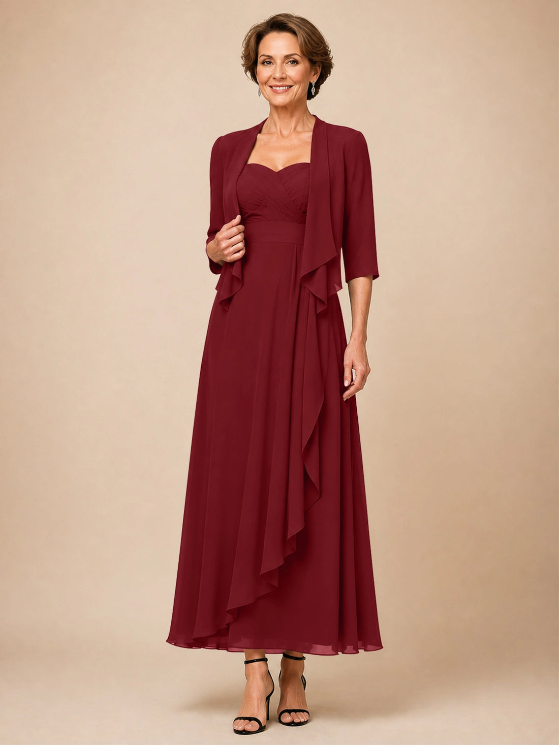 Two-piece Mother of the Bride Dress with Ruffle Design 