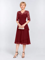 A-line Mother of the Bride Dress with Lace Sleeves 
