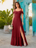 A-line Bridesmaid Dress with High Slit 