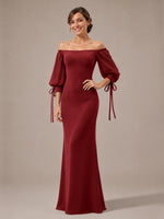 Mermaid Bridesmaid Dress with Puff Sleeves