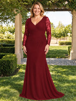 Mermaid Mother of the Bride Dress with Long Lace Sleeves-Plus Size 