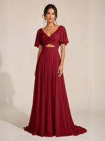 Cowl Neck Bridesmaid Dress with Cut-Out Detail