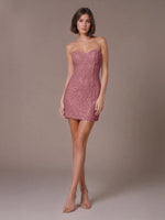 Velvet Sequin Homecoming Dress with Sweetheart Neckline 