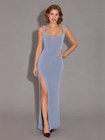 Sheath Prom Dress with Crystal Trim 