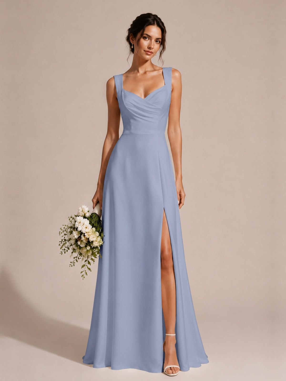 Sweetheart Neckline Bridesmaid Dress with Wide Straps