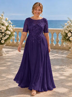 Lace Mother Dress with Half Sleeves-Plus Size 