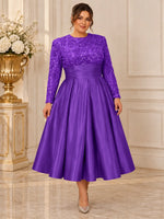 Sequined Mother Dress with Pockets-Plus Size 