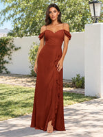 Sweetheart Neckline Bridesmaid Dress with Ruffled Details