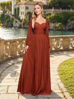 Elegant A-line Bridesmaid Dress with Long Sleeves