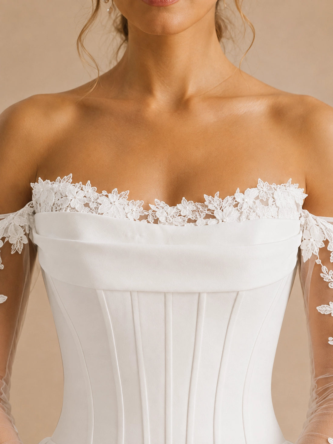 A-line Wedding Dress with Off-the-Shoulder Sleeves