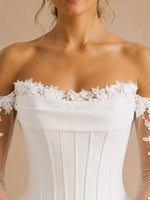 A-line Wedding Dress with Off-the-Shoulder Sleeves