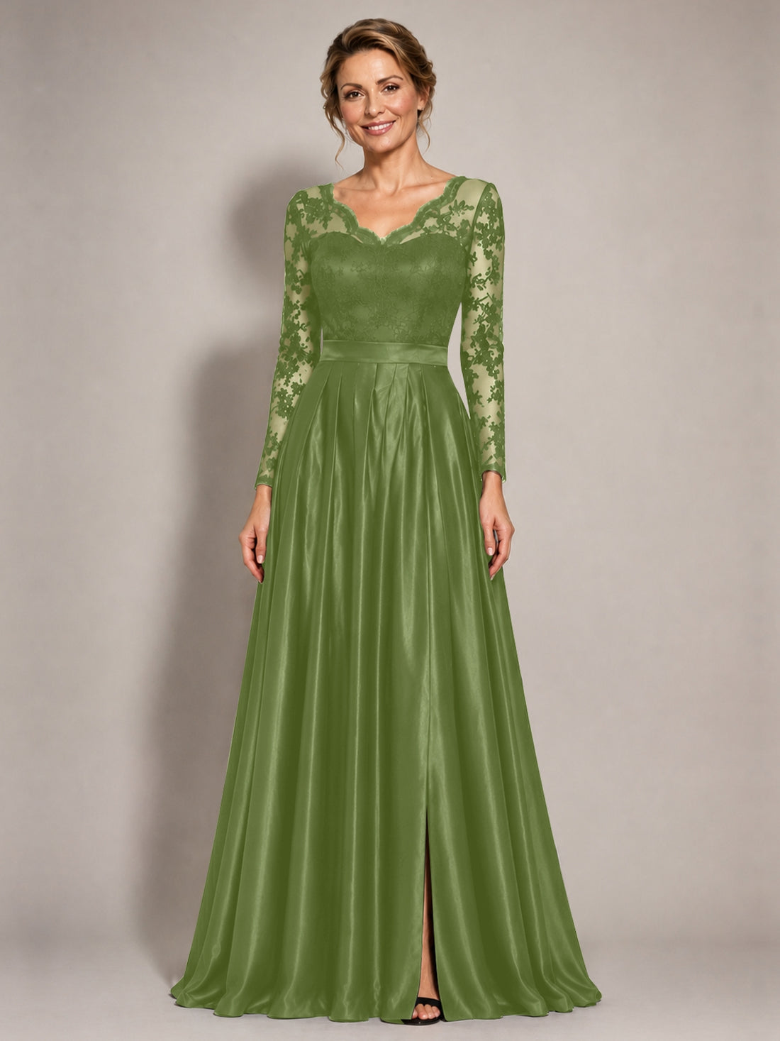 Satin Mother of the Bride Dress with Appliques