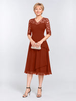 A-line Mother of the Bride Dress with Lace Sleeves 