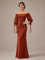 Mermaid Bridesmaid Dress with Puff Sleeves