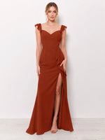 Chiffon Bridesmaid Dress with Ruffle Straps 
