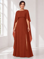 Chiffon Mother of the Bride Dress with Cape Overlay 