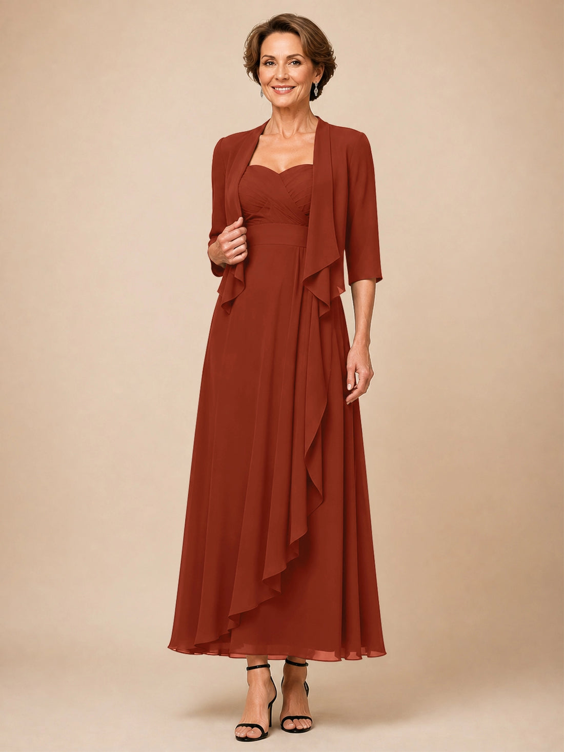 Two-piece Mother of the Bride Dress with Ruffle Design 