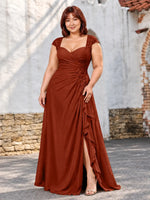 Chiffon Mother of the Bride Dress with Lace Appliques-Plus Size 