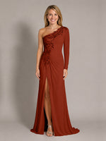 One-Shoulder Mother of the Bride Dress with Appliques