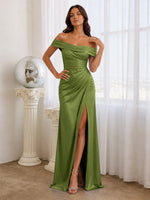 Off-the-Shoulder Prom Dress with Ruched Bodice 