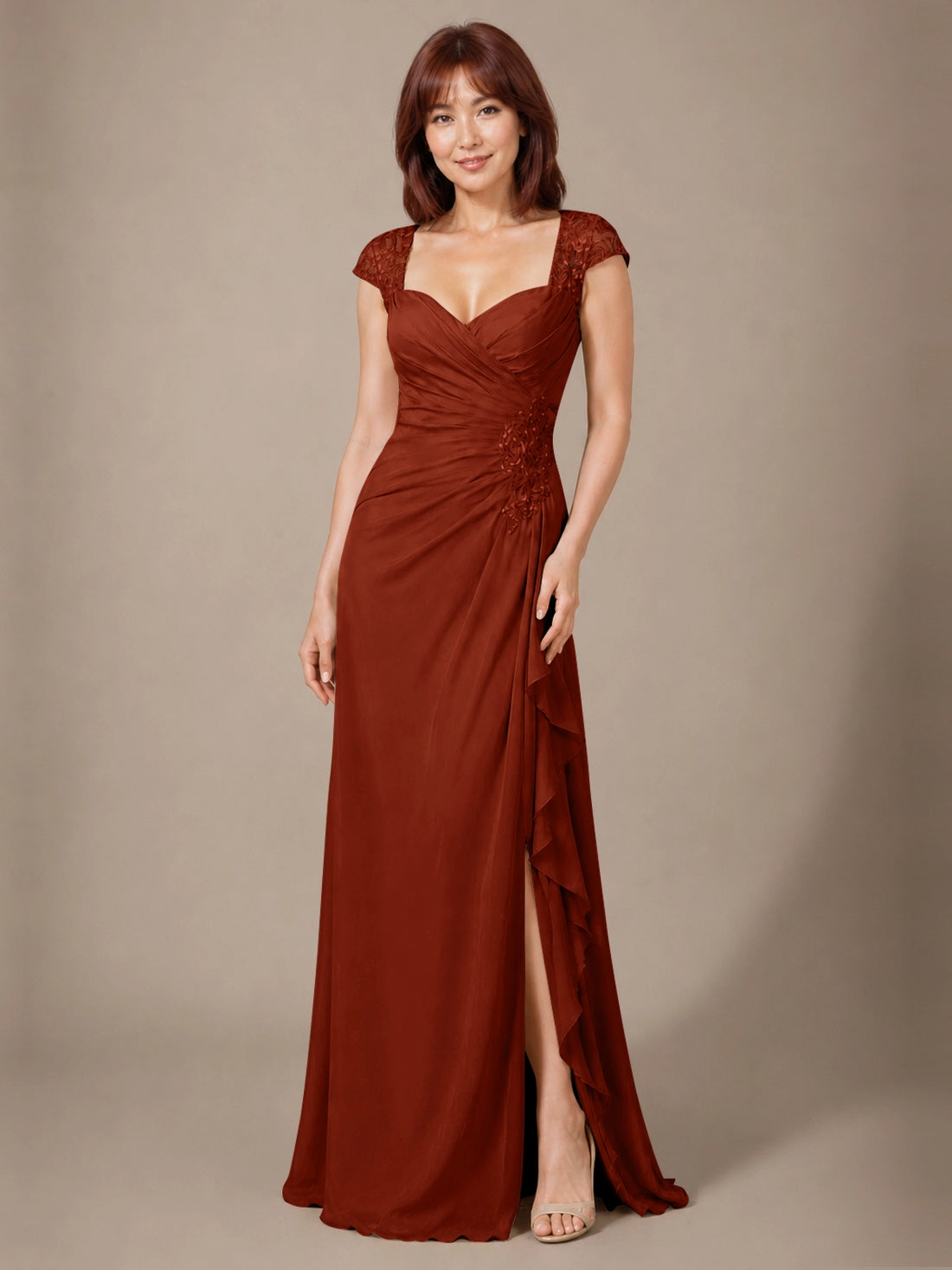 Chiffon Mother of the Bride Dress with Lace Appliques 