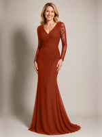 Mermaid Mother of the Bride Dress with Long Lace Sleeves 