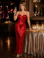 Sequined Tulle Prom Dress with Back Slit