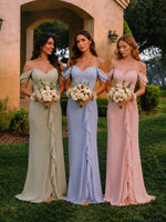 Sweetheart Neckline Bridesmaid Dress with Ruffled Details