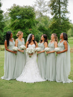 Chiffon Bridesmaid Dress with Draped Scarf