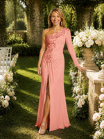 One-Shoulder Mother of the Bride Dress with Appliques