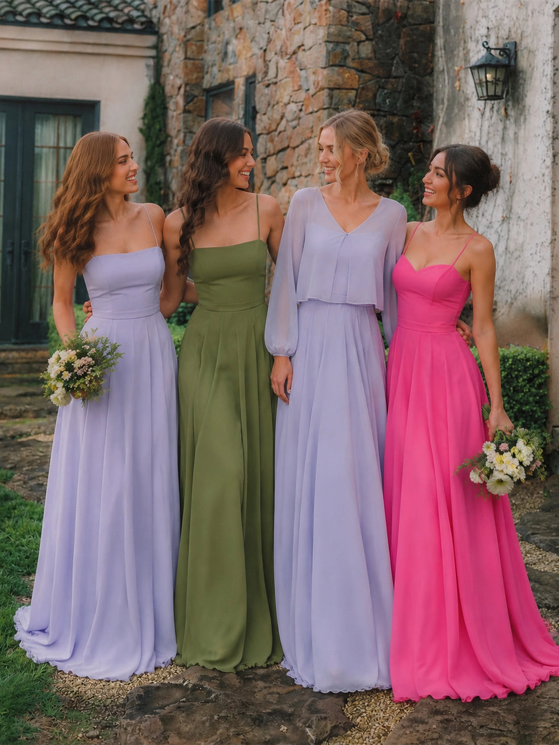 Two-Piece Square Neckline Bridesmaid Dress with Jacket