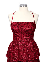 Sequined Halter Flare Mini Dress 