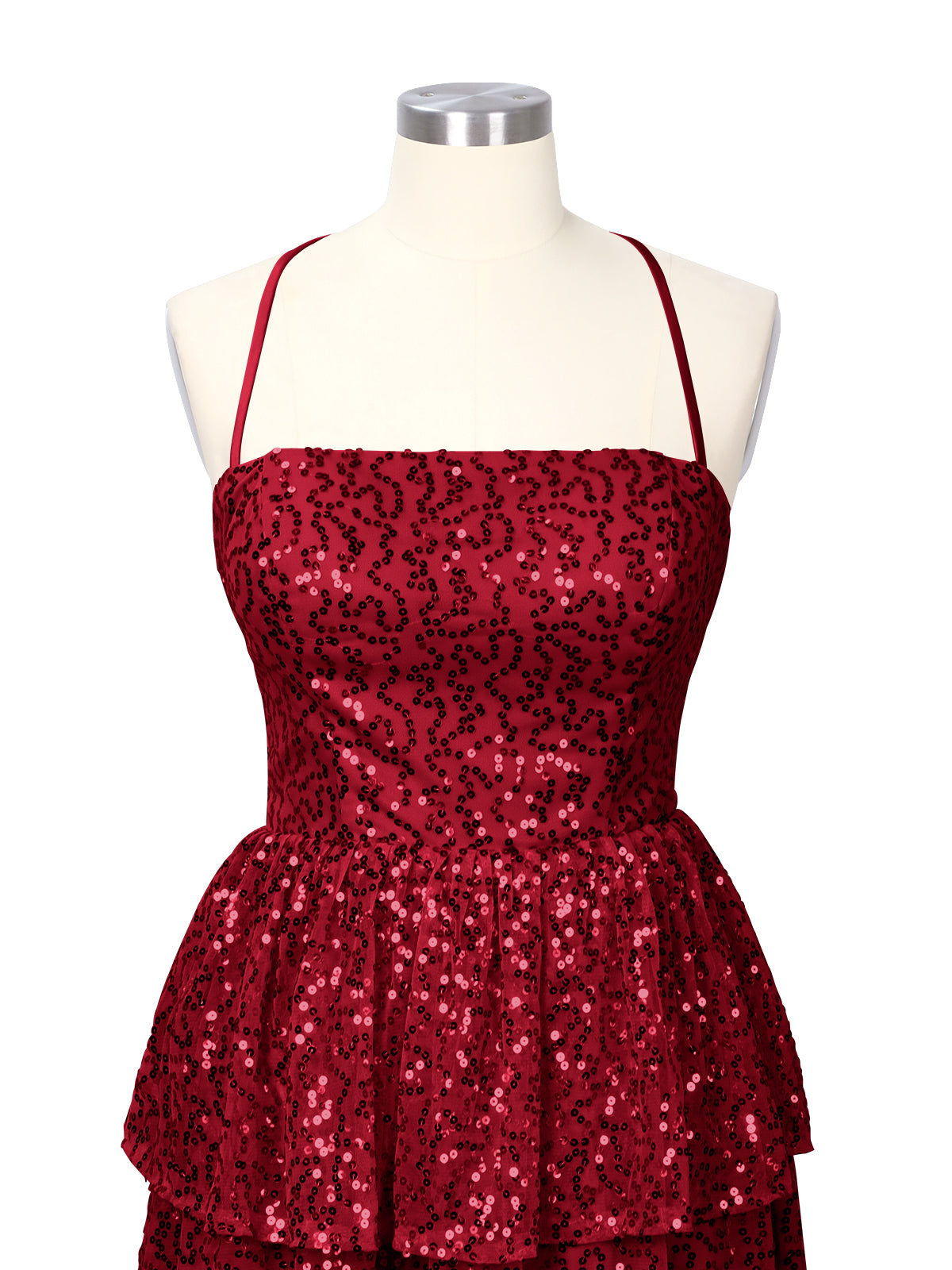 Sequined Halter Flare Mini Dress 