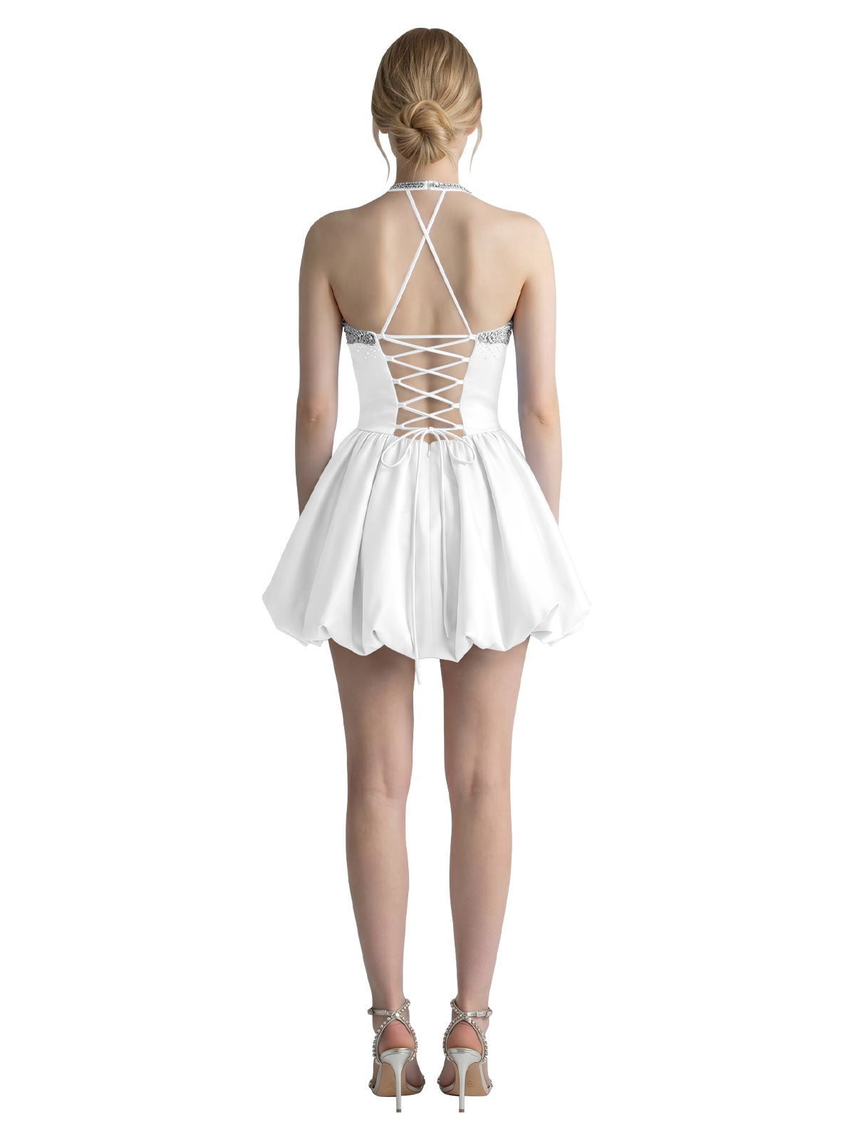 Beading Bubble Hem Mini Dress 