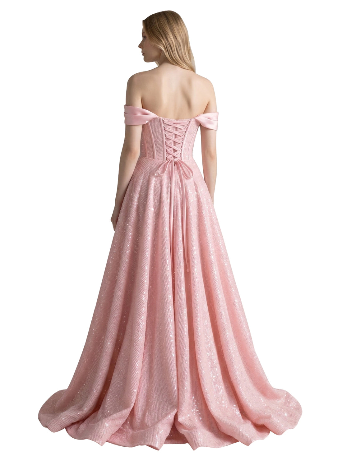 Glitter Corset Off-Shoulder Prom Dress 