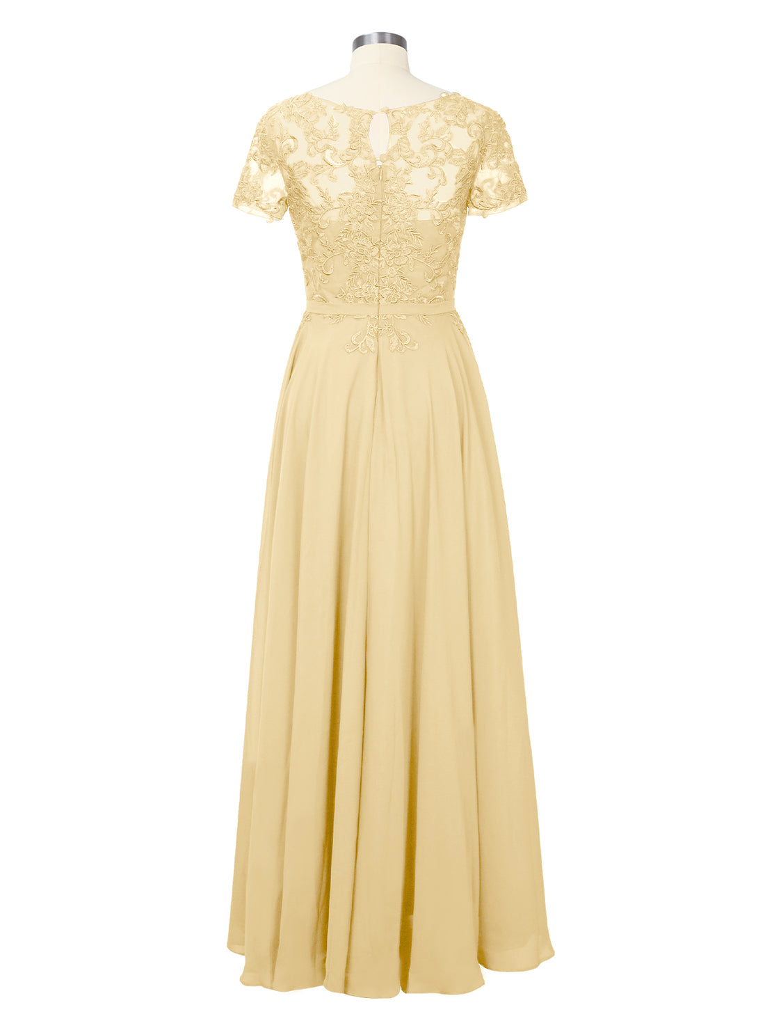 Illusion Applique Chiffon Dress 