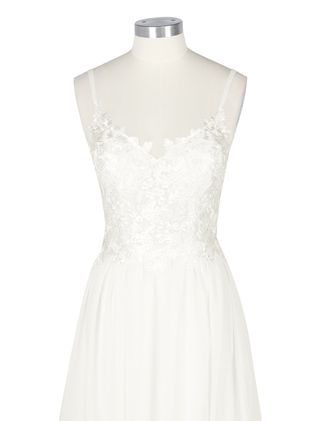 Applique Slit Chiffon Wedding Dress 