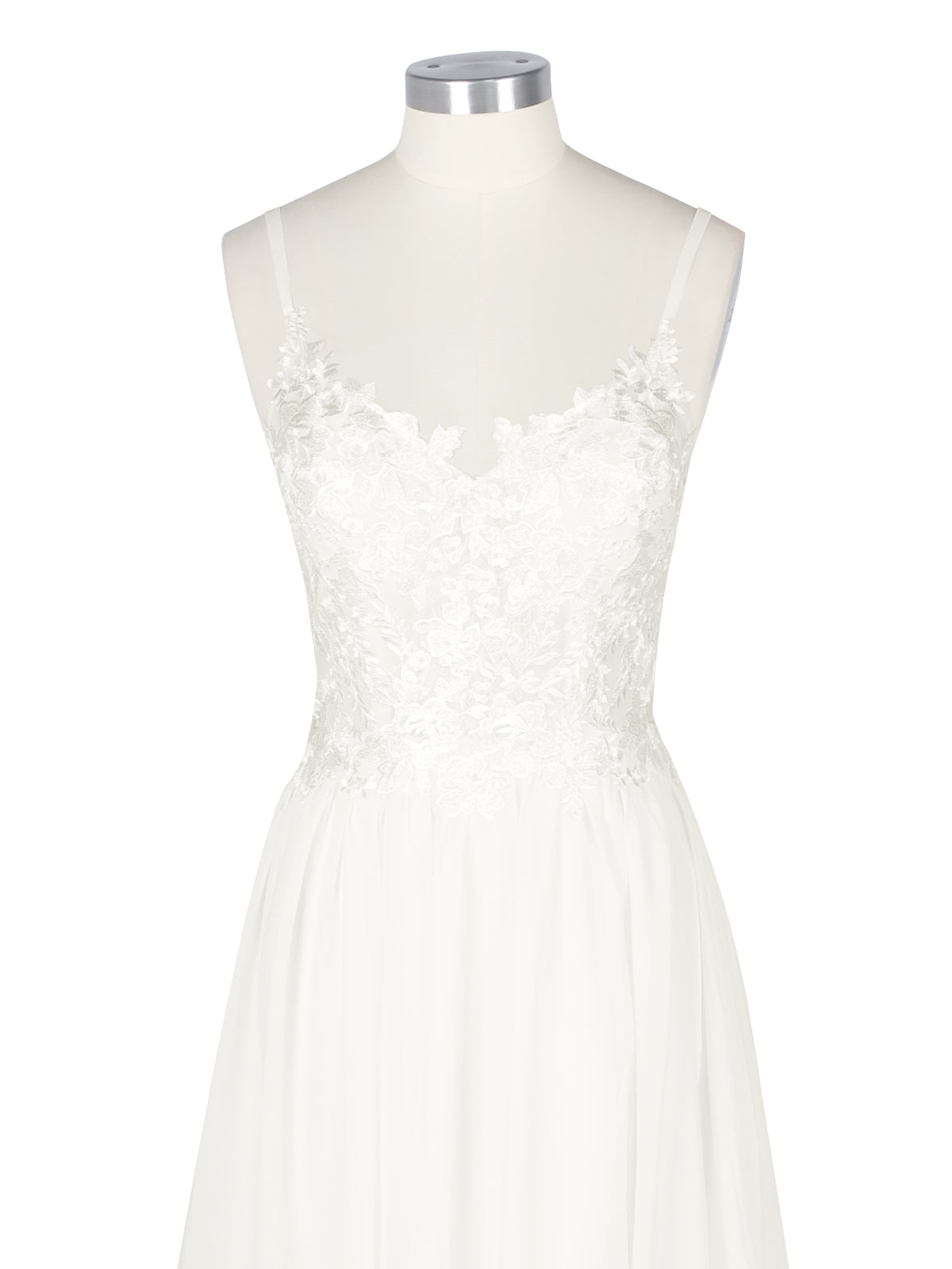 Applique Slit Chiffon Wedding Dress 