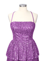 Sequined Halter Flare Mini Dress 