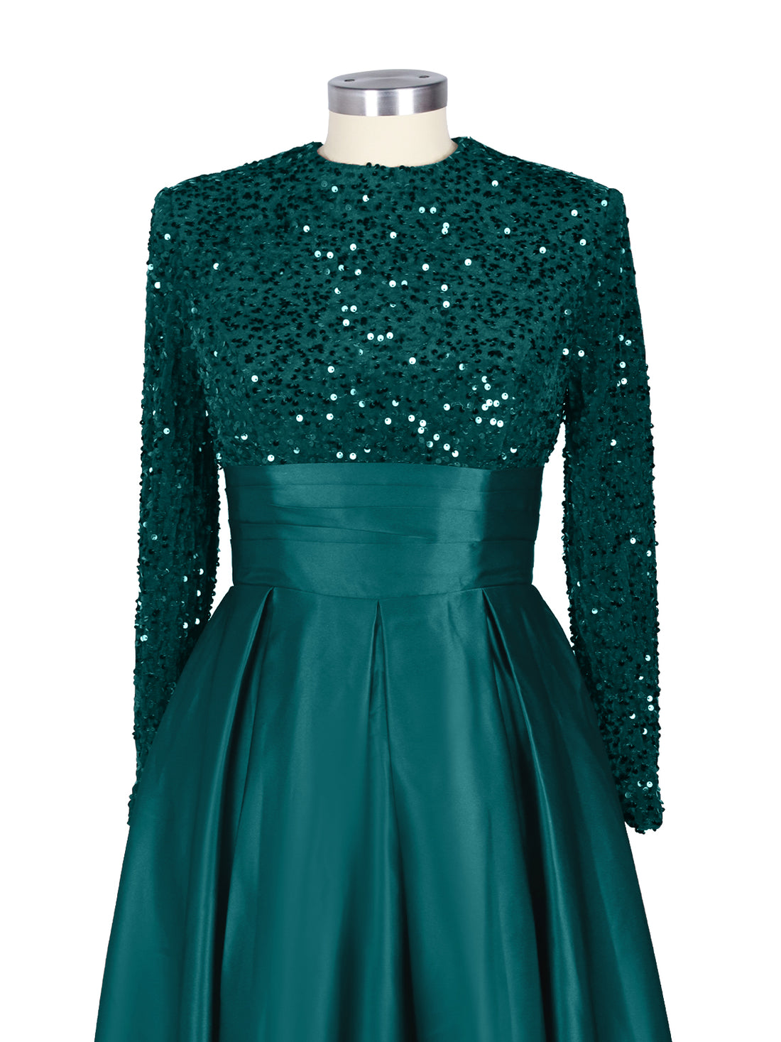 Sequined Boat Long Sleeves Dress 