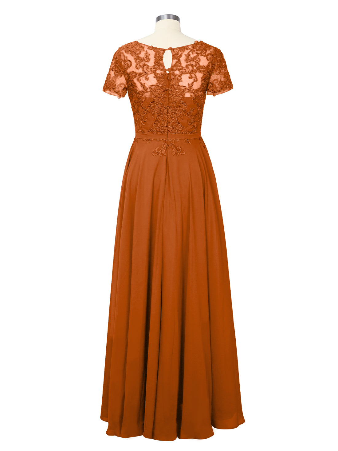 Illusion Applique Chiffon Dress 