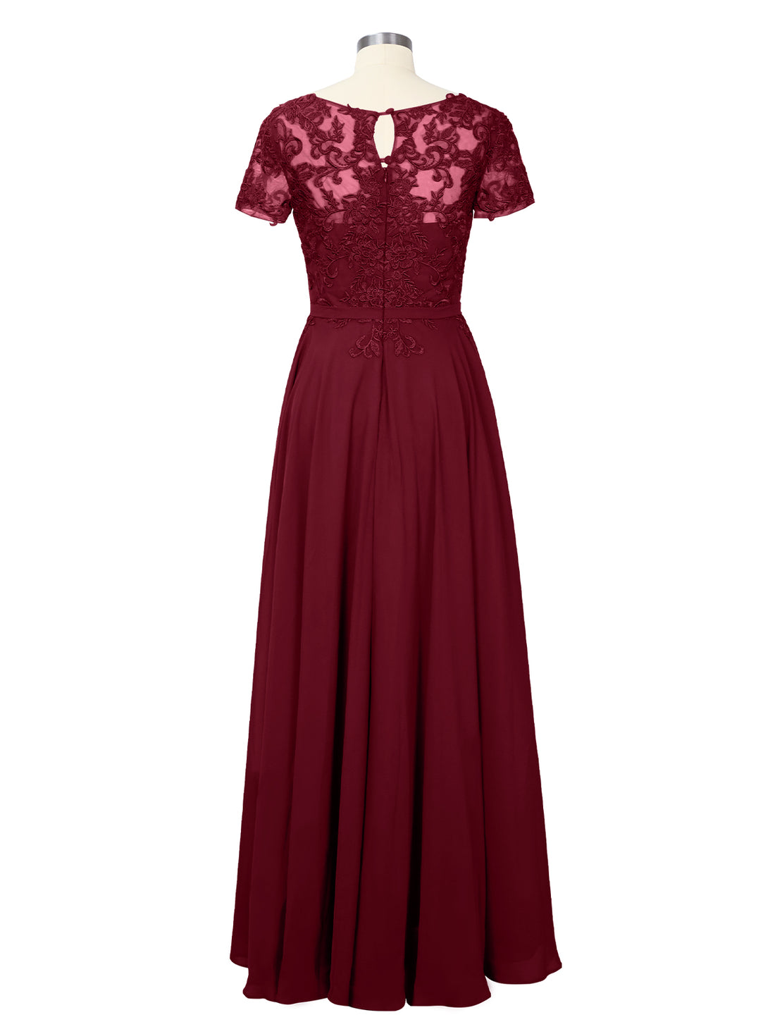 Illusion Applique Chiffon Dress 