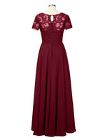 Illusion Applique Chiffon Dress 