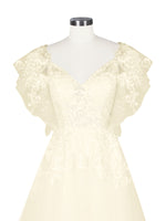 Illusion Tulle Applique Wedding Dress 