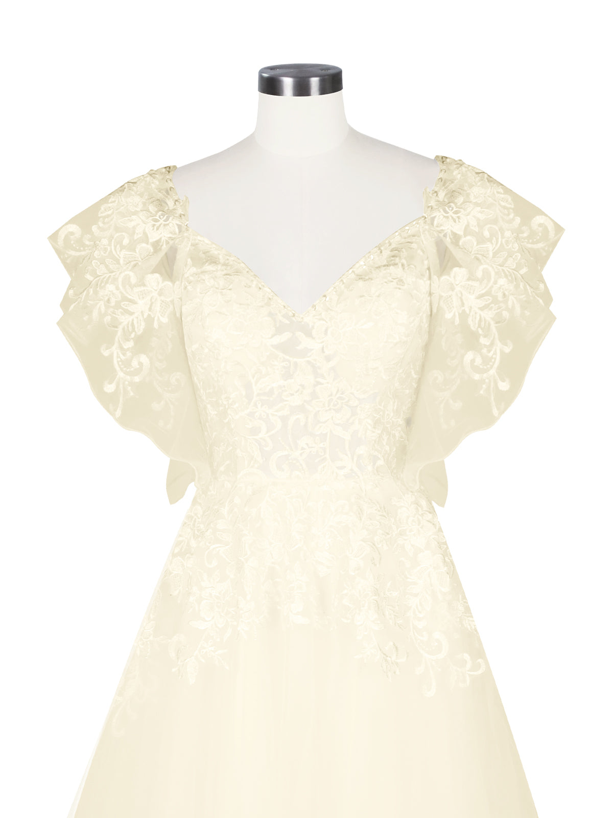 Illusion Tulle Applique Wedding Dress 