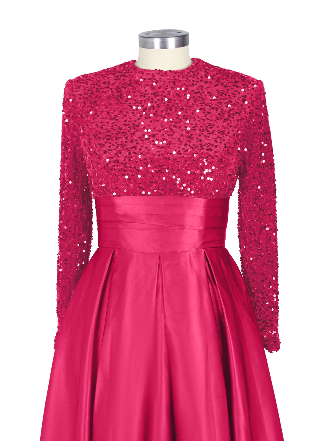 Sequined Boat Long Sleeves Dress 