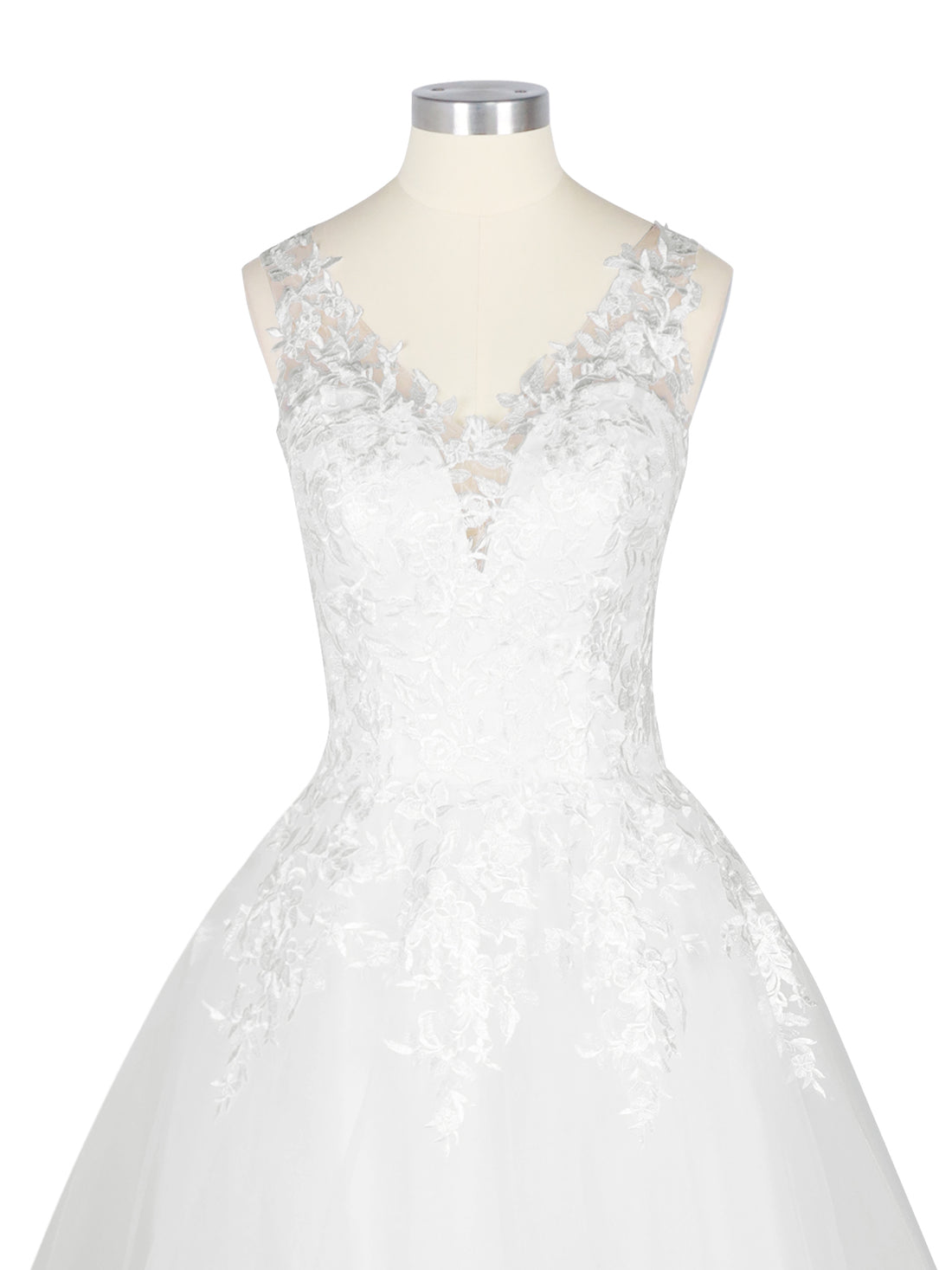 Wide Straps Applique Wedding Dress 