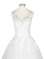 Wide Straps Applique Wedding Dress 