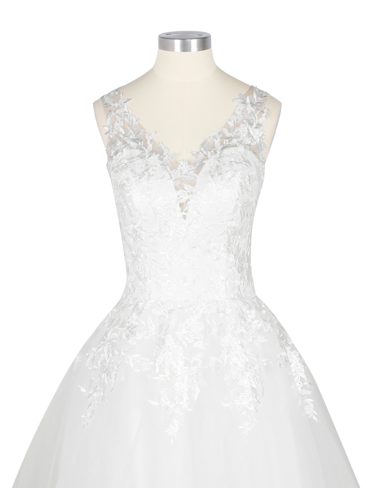 Wide Straps Applique Wedding Dress 