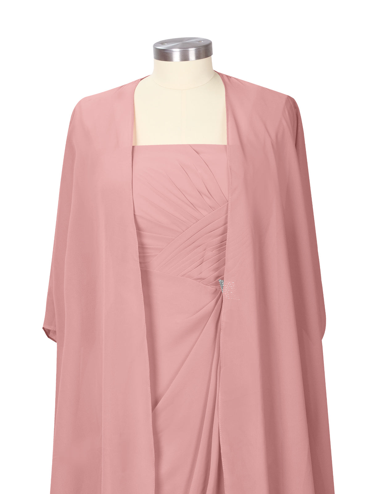 Ruched Chiffon Two-Piece Dress Set 